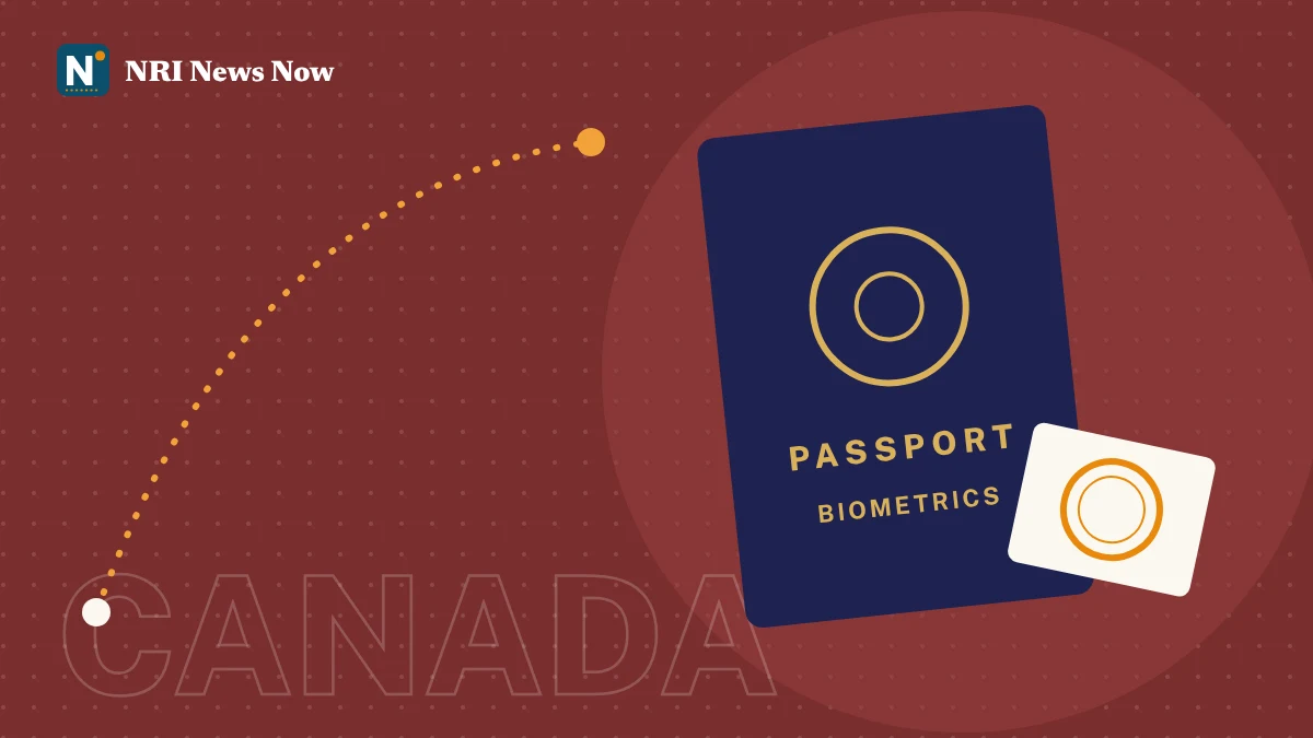 Illustration of a passport with a fingerprint stamp for an Australian visa