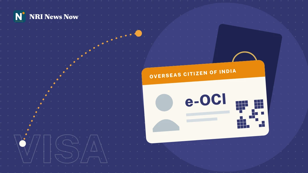 Illustration of an e-OCI card in front of a passport
